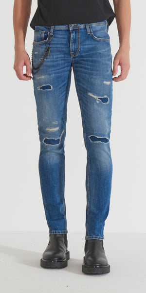 JEANS "IGGY" TAPERED FIT IN BLUE DENIM