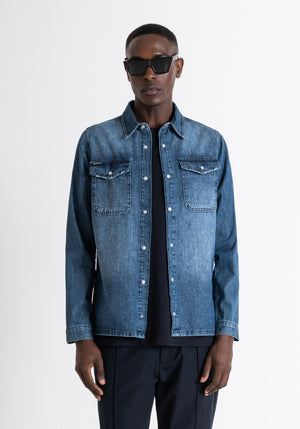 CAMISA REGULAR FIT EN DENIM AZUL